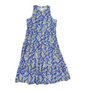 Sara Campbell Jewel Neck Lina Maxi Dress L Painterly Purple Romantic Sleeveless
